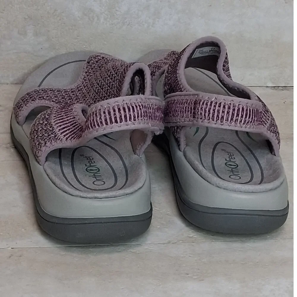 OrthoFeet Purple Sandal Size 11 Manmade Upper Hook and Loop Closure